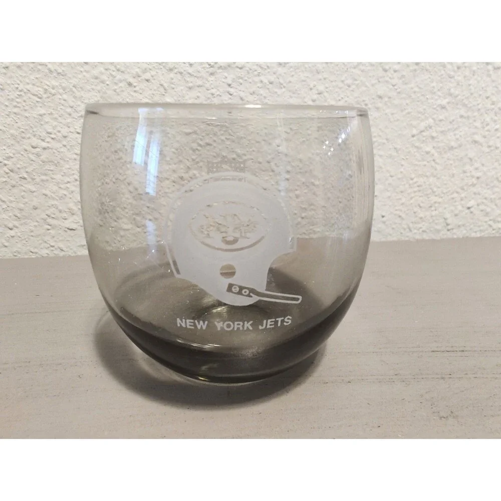 Vintage 1960s New York Giants Smokey Grey Glass NFL Collectible Cup Rare